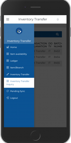 Inventory Transfer app view