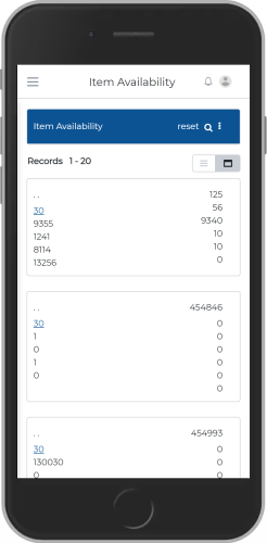 Item Availability Card View