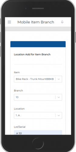 Location Add for Item Branch