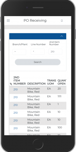 PO Receiving by Item Inquiry